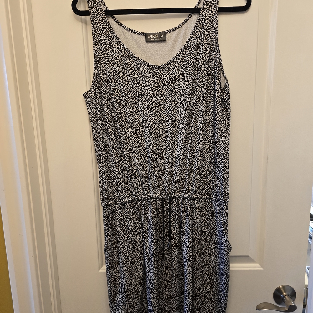 Miik - Red, Pink, Blk & Blk Dot Sleeveless Bamboo Mini Dresses With Pockets - Picture 10 of 13